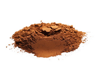 pile cocoa powder isolated on white background