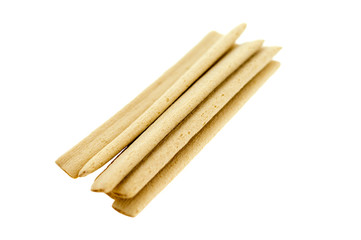 chocolate wafer sticks isolated on white background