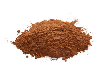 pile cocoa powder isolated on white background