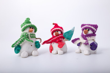 Happy Christmas snowman , isolated on white background