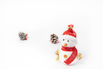 Snowman with decoration for celebration on Christmas. concept of merry christmas and happy new year 2017