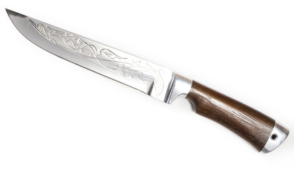 Beautiful hunting knife against a white background