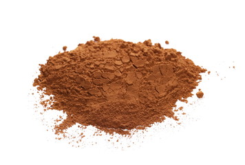 pile cocoa powder isolated on white background