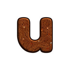 Font letter with Chocolate Cake texture. Perfect applicable saved working/ clipping path for design project.