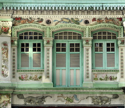 Facades of shophouses in Kichener Road, Singapore
