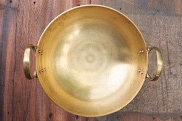 Traditional thai style brass pan, a suit of food ware