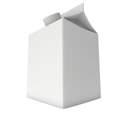 Milk or juice box with lid. Retail package mockup. 3d render illustration isolated on white.