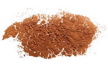 pile cocoa powder isolated on white background