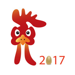 Cartoon vector illustration. red Rooster head,