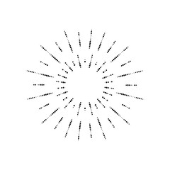 Obraz premium Halftone effect illustration. Black dots on white background. Black and white Sunburst background. Abstract dotted background.