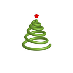 Volume christmas tree in the form of a spiral. Vector illustration