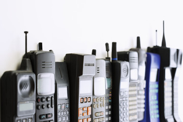 Row of mobile phones