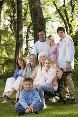 Fototapeta premium Portrait of happy multi generation family in park