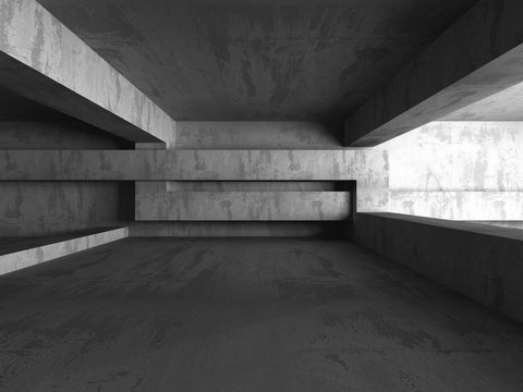 Abstract dark concrete empty room interior with light