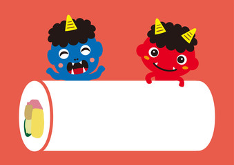 節分素材　恵方巻と鬼