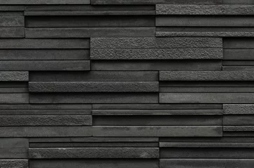 Photo sur Aluminium Pierres Fond de texture d& 39 ardoise de briques noires, texture de mur en pierre d& 39 ardoise