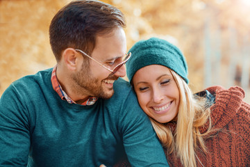 Romantic couple in the autumn park