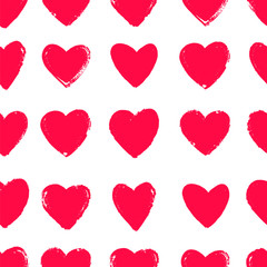 Seamless vector pattern of different scarlet hearts