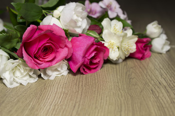 Fototapeta premium roses and jasmine flowers