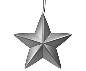 silver glossy christmas star ornament isolated on white