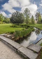France. Old bridge in the park of the castle of Fontainebleau.