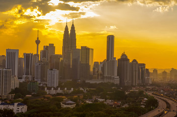 Golden skyline afternoon at Kuala Lumpur city.