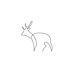 One line deer design silhouette. Hand drawn minimalism style vector illustration
