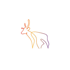 One line deer design silhouette. Hand drawn minimalism style vector illustration