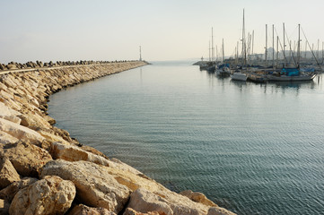 Fototapeta premium Marina of the city of Ashkelon on the Mediterranean Sea