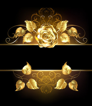 Banner with Golden Rose