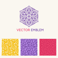 Vector set of logo design templates, seamless patterns