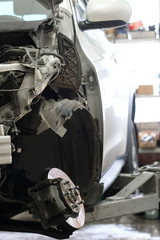 Car in a car repair station