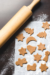 Gingerbread cookies on a parchment