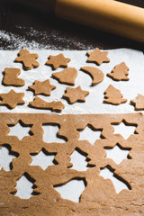 Gingerbread cookies on a parchment