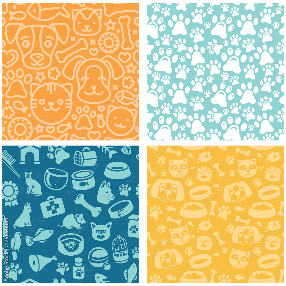 Poster vector set of seamless patterns