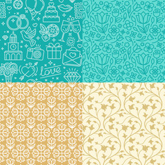 Vector seamless patterns for wedding invitations