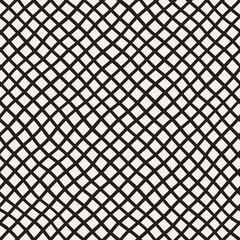 Hand Drawn Line Lattice. Vector Seamless Black and White Pattern.