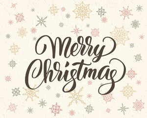 Fototapeta na wymiar Merry christmas hand drawn lettering