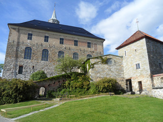 Fototapeta na wymiar Stunning Medieval Architecture Inside the Akershus Fortress, Histotical Area in Oslo, Norway