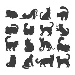 Set of Cats Vector Flat Design Illustration
