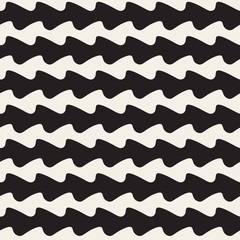 Wavy Ripple Lines. Vector Seamless Black and White Pattern.