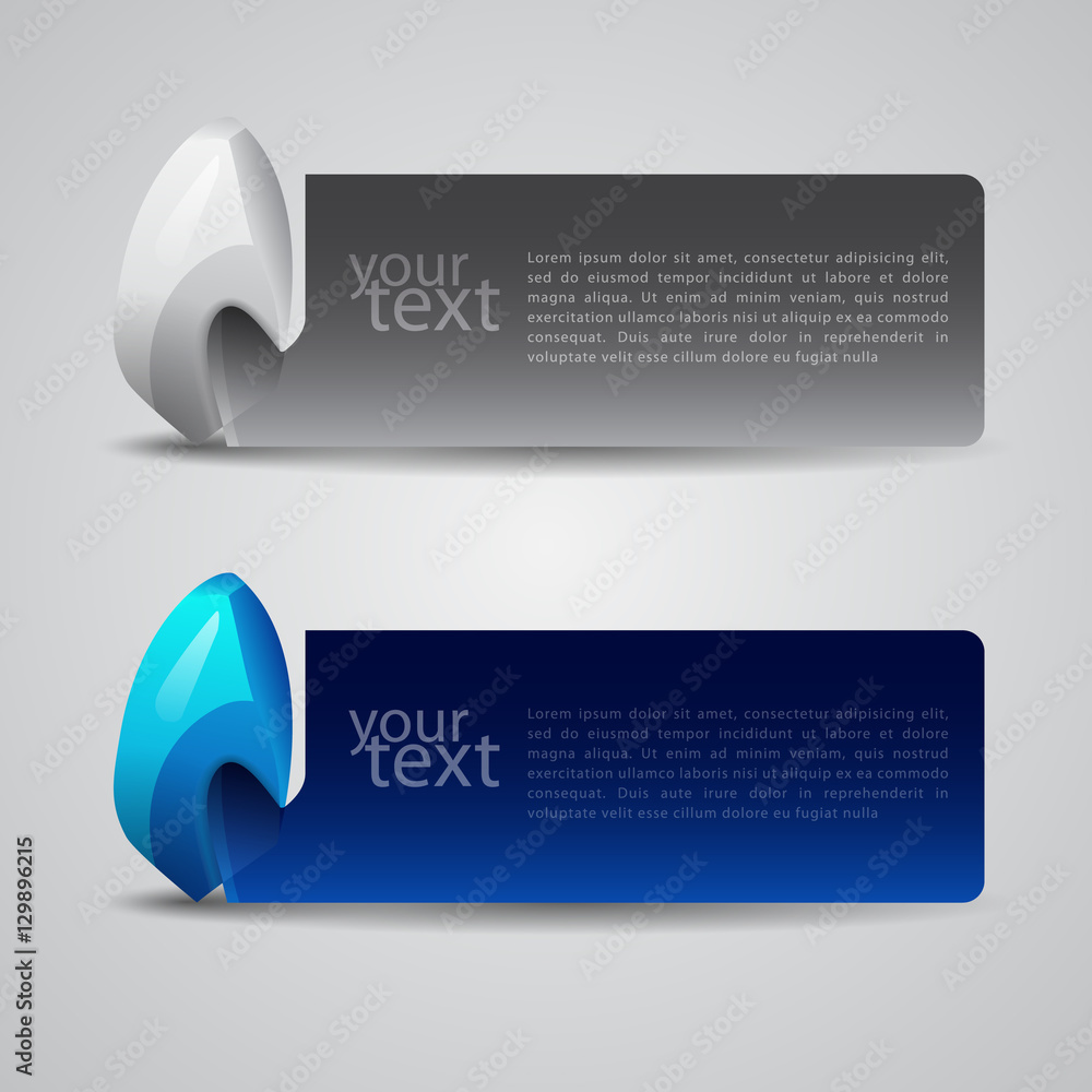 Poster collection of colorful horizontal 3d style headers or banners with copyspace, abstract design for we