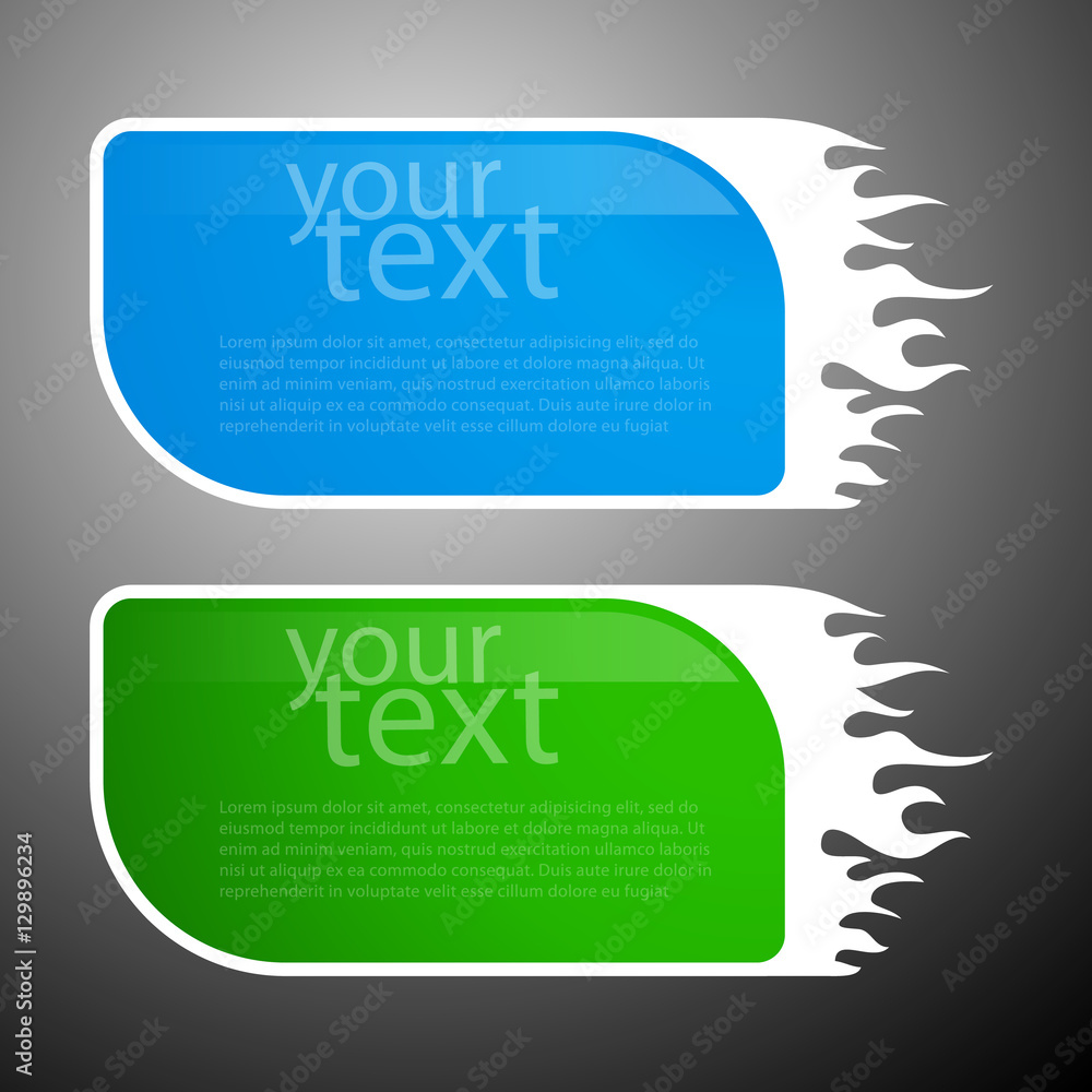 Poster set of three colorful bright horizontal paper cut out headers or banners with abstract creative desi