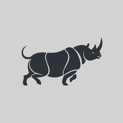 Rhino run logo sign emblem pictogram vector illustration