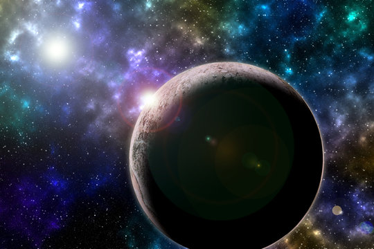 Star , Planets in distant galaxies. 3D illustration