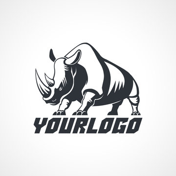 Rhino security logo sign emblem pictogram vector illustration on
