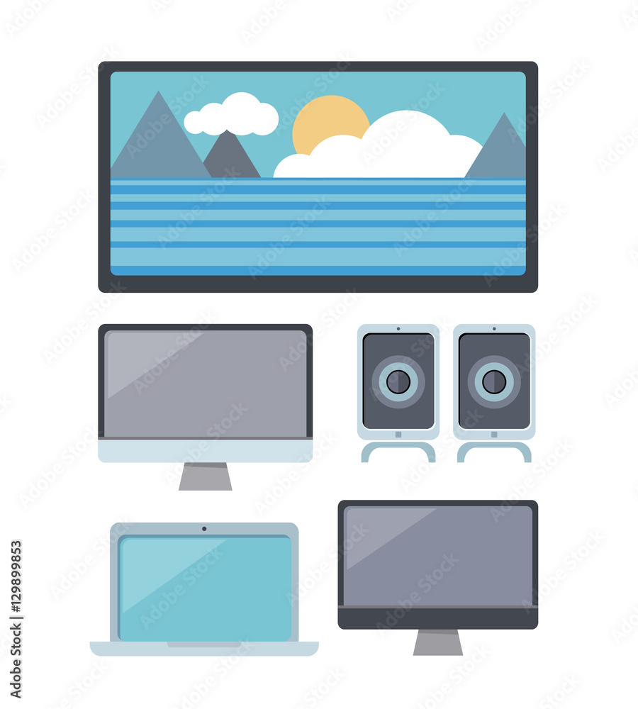 Poster set of computer and multimedia devices