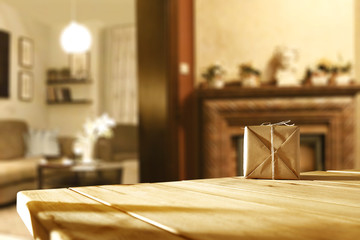 wooden desk and xmas time 