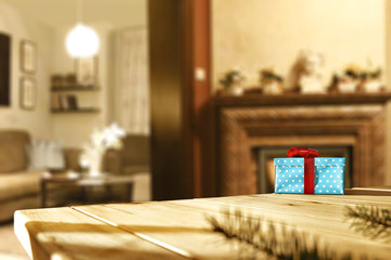 wooden desk and xmas time 