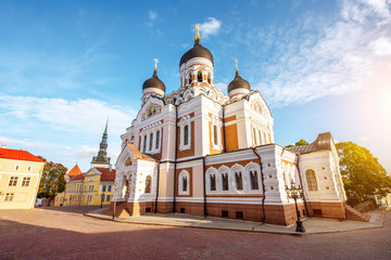 Fototapeta na wymiar Saint Alexandr Nevsky church in the old town of Tallin, Estonia